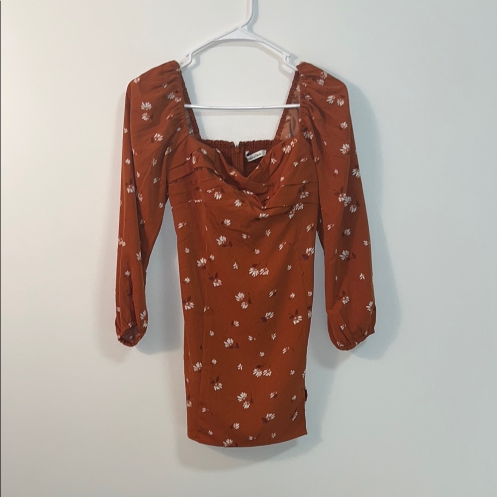 Abercrombie & Fitch Brown Orange Ruched Bodycon Dress